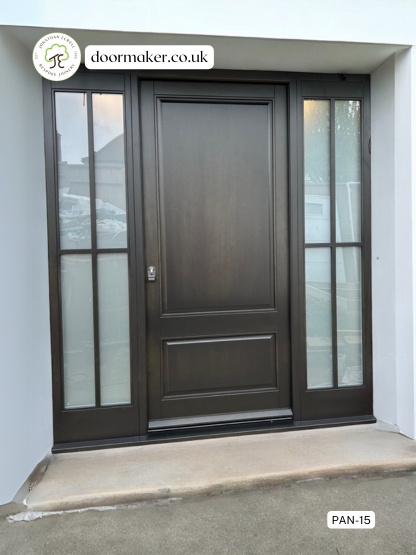 bespoke panel door 2 raised and fielded panels and frame with 4 pane sidelights
