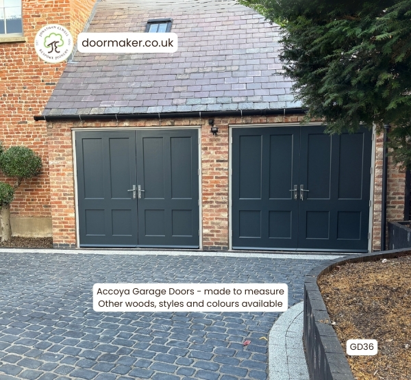 accoya garage doors black blue bespoke