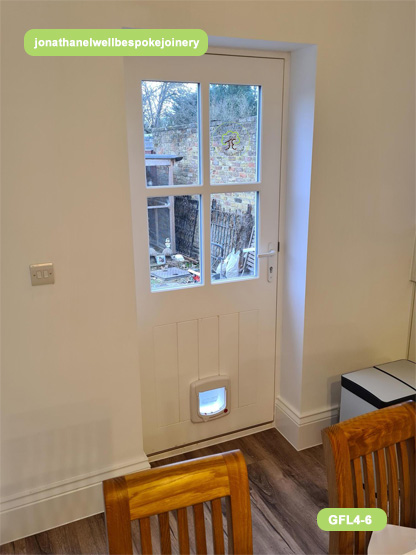 4 pane cottage door with  catflap inside view