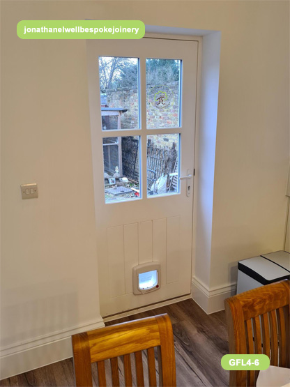 4 pane cottage door with catflap inside view