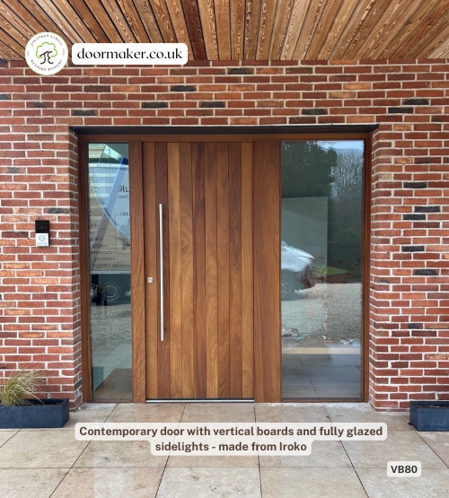 contemporary front door made from iroko hardwood